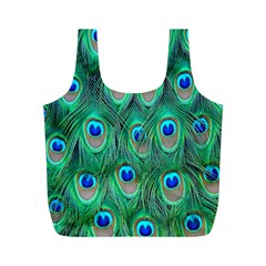 Feather, Bird, Pattern, Peacock, Texture Full Print Recycle Bag (m) by nateshop