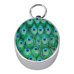 Feather, Bird, Pattern, Peacock, Texture Mini Silver Compasses Front