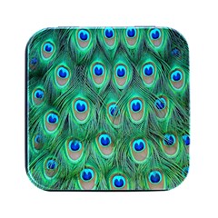 Feather, Bird, Pattern, Peacock, Texture Square Metal Box (black)