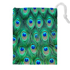 Feather, Bird, Pattern, Peacock, Texture Drawstring Pouch (4xl) by nateshop