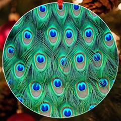 Feather, Bird, Pattern, Peacock, Texture Uv Print Acrylic Ornament Round by nateshop