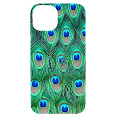 Feather, Bird, Pattern, Peacock, Texture Iphone 14 Black Uv Print Case