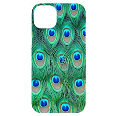 Feather, Bird, Pattern, Peacock, Texture Iphone 14 Plus Black Uv Print Case by nateshop