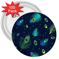 Feather, Bird, Pattern, 3  Buttons (100 Pack)  by nateshop