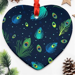 Feather, Bird, Pattern, Heart Ornament (two Sides)