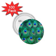 Peacock Feathers, Bonito, Bird, Blue, Colorful, Feathers 1 75  Buttons (100 Pack)  by nateshop