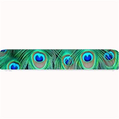 Peacock Feathers, Bonito, Bird, Blue, Colorful, Feathers Small Bar Mat by nateshop