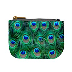 Peacock Feathers, Bonito, Bird, Blue, Colorful, Feathers Mini Coin Purse by nateshop