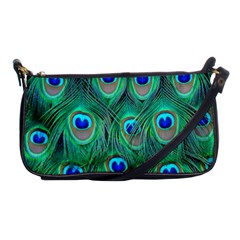 Peacock Feathers, Bonito, Bird, Blue, Colorful, Feathers Shoulder Clutch Bag