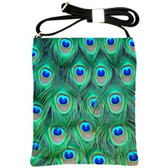 Peacock Feathers, Bonito, Bird, Blue, Colorful, Feathers Shoulder Sling Bag by nateshop