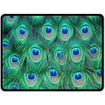 Peacock Feathers, Bonito, Bird, Blue, Colorful, Feathers Fleece Blanket (Large) 80 x60  Blanket Front