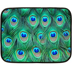 Peacock Feathers, Bonito, Bird, Blue, Colorful, Feathers Two Sides Fleece Blanket (mini) by nateshop