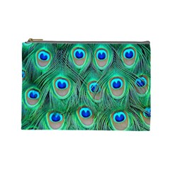 Peacock Feathers, Bonito, Bird, Blue, Colorful, Feathers Cosmetic Bag (large) by nateshop