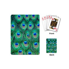 Peacock Feathers, Bonito, Bird, Blue, Colorful, Feathers Playing Cards Single Design (mini)