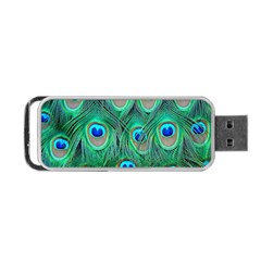 Peacock Feathers, Bonito, Bird, Blue, Colorful, Feathers Portable Usb Flash (two Sides) by nateshop