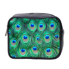 Peacock Feathers, Bonito, Bird, Blue, Colorful, Feathers Mini Toiletries Bag (two Sides) by nateshop