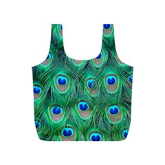 Peacock Feathers, Bonito, Bird, Blue, Colorful, Feathers Full Print Recycle Bag (s) by nateshop