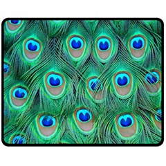 Peacock Feathers, Bonito, Bird, Blue, Colorful, Feathers Fleece Blanket (medium) by nateshop