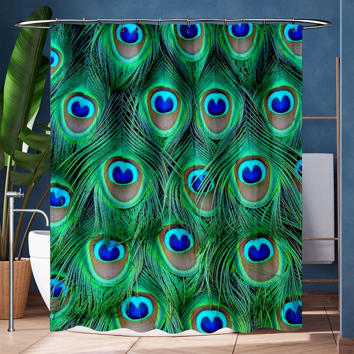 Peacock Feathers, Bonito, Bird, Blue, Colorful, Feathers Shower Curtain 60  x 72  (Medium) 