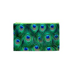 Peacock Feathers, Bonito, Bird, Blue, Colorful, Feathers Cosmetic Bag (xs) by nateshop