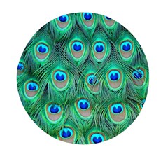 Peacock Feathers, Bonito, Bird, Blue, Colorful, Feathers Mini Round Pill Box by nateshop