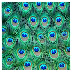 Peacock Feathers, Bonito, Bird, Blue, Colorful, Feathers Wooden Puzzle Square by nateshop