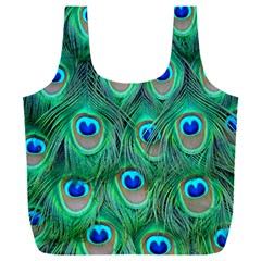 Peacock Feathers, Bonito, Bird, Blue, Colorful, Feathers Full Print Recycle Bag (xxxl) by nateshop