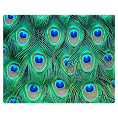 Peacock Feathers, Bonito, Bird, Blue, Colorful, Feathers Premium Plush Fleece Blanket (medium)