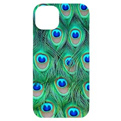 Peacock Feathers, Bonito, Bird, Blue, Colorful, Feathers Iphone 14 Plus Black Uv Print Case by nateshop