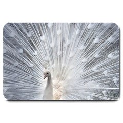 White Feathers, Animal, Bird, Feather, Peacock Large Doormat by nateshop