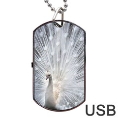 White Feathers, Animal, Bird, Feather, Peacock Dog Tag Usb Flash (one Side) by nateshop