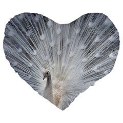 White Feathers, Animal, Bird, Feather, Peacock Large 19  Premium Heart Shape Cushions by nateshop