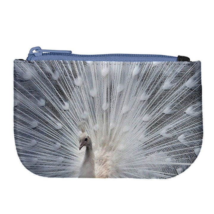 White Feathers, Animal, Bird, Feather, Peacock Large Coin Purse