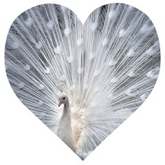 White Feathers, Animal, Bird, Feather, Peacock Wooden Puzzle Heart by nateshop