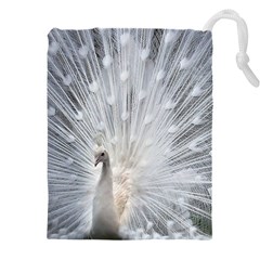 White Feathers, Animal, Bird, Feather, Peacock Drawstring Pouch (4xl) by nateshop