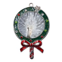 White Feathers, Animal, Bird, Feather, Peacock Metal X mas Lollipop With Crystal Ornament by nateshop