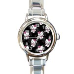 Hello Kitty, Pattern, Supreme Round Italian Charm Watch Front