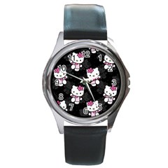 Hello Kitty, Pattern, Supreme Round Metal Watch by nateshop