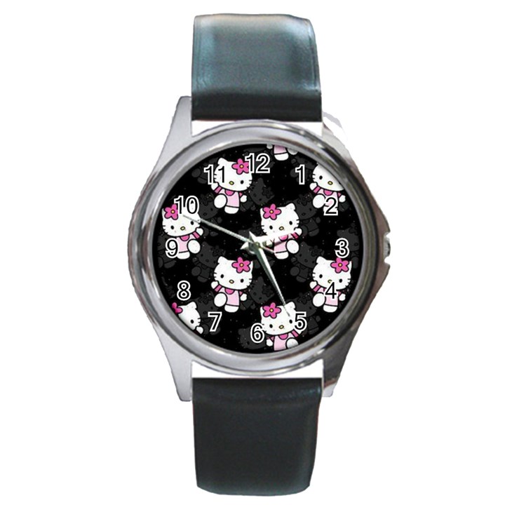 Hello Kitty, Pattern, Supreme Round Metal Watch