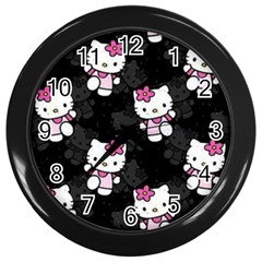 Hello Kitty, Pattern, Supreme Wall Clock (black) by nateshop