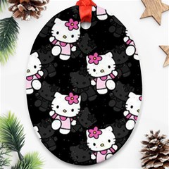 Hello Kitty, Pattern, Supreme Ornament (oval) by nateshop