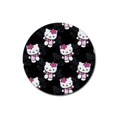 Hello Kitty, Pattern, Supreme Rubber Round Coaster (4 Pack) by nateshop