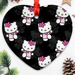 Hello Kitty, Pattern, Supreme Heart Ornament (two Sides) by nateshop