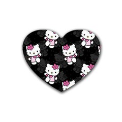 Hello Kitty, Pattern, Supreme Rubber Heart Coaster (4 Pack) by nateshop