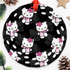 Hello Kitty, Pattern, Supreme Ornament (round Filigree) by nateshop