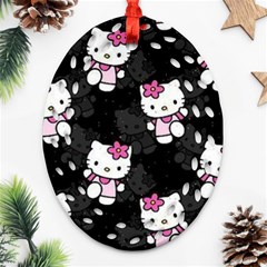 Hello Kitty, Pattern, Supreme Ornament (oval Filigree) by nateshop