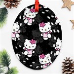 Hello Kitty, Pattern, Supreme Oval Filigree Ornament (Two Sides) Back