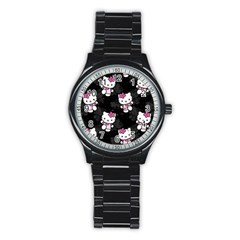 Hello Kitty, Pattern, Supreme Stainless Steel Round Watch by nateshop