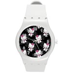 Hello Kitty, Pattern, Supreme Round Plastic Sport Watch (M) Front