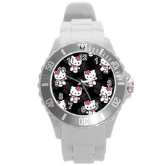 Hello Kitty, Pattern, Supreme Round Plastic Sport Watch (l) by nateshop